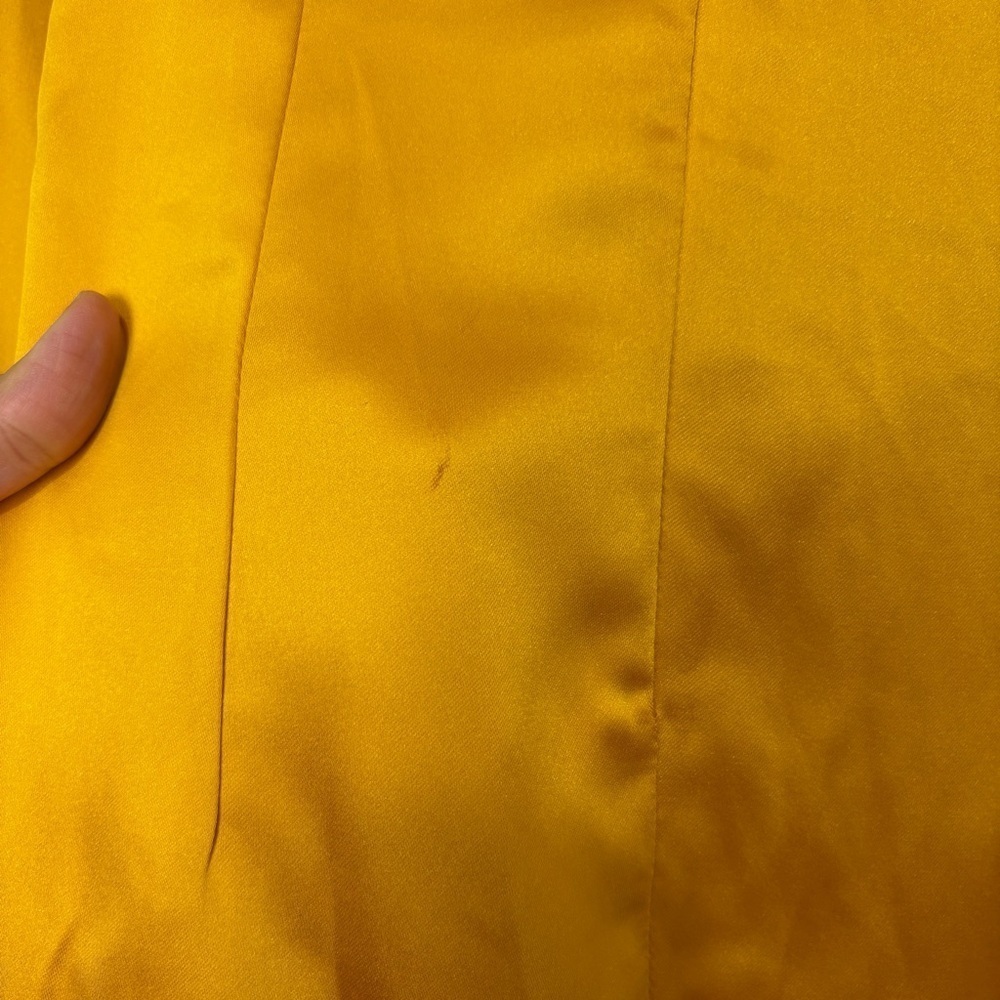 NWT Yellow Gown Satin Dress Maxi Long Sleeve Sexy Wedding Guest Formal Size S - Picture 15 of 16